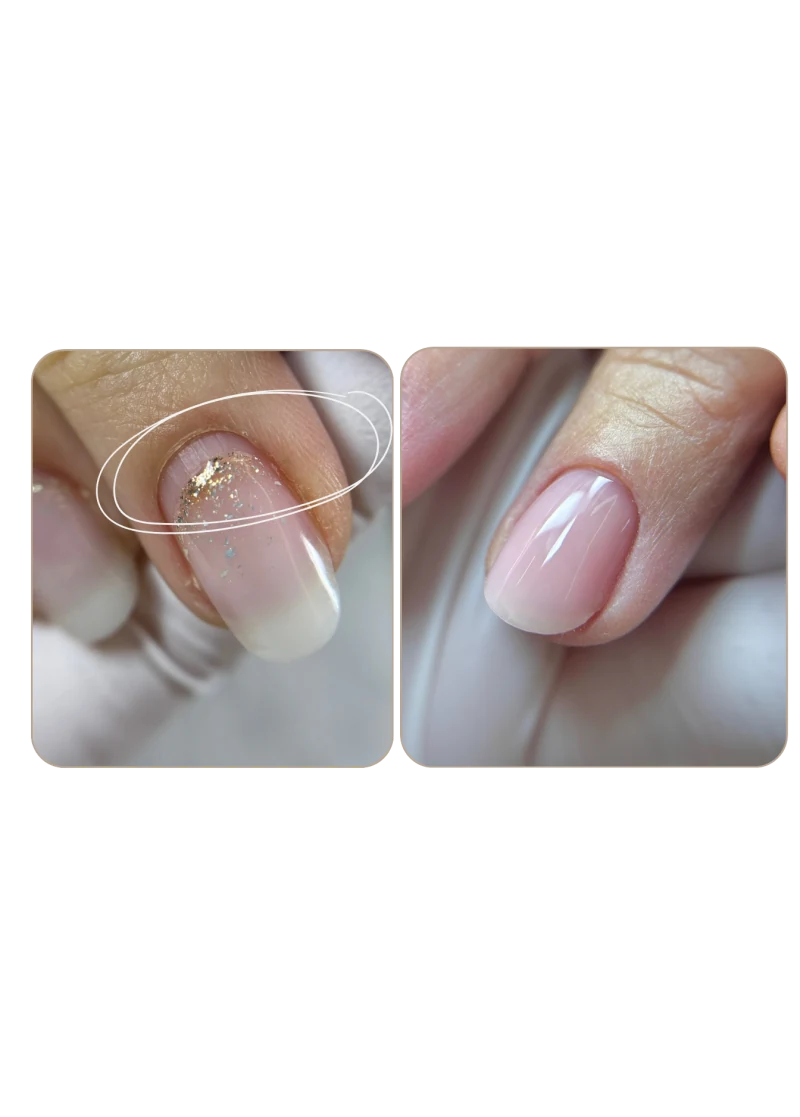 Exemplos de unhas com a técnica de blindagem