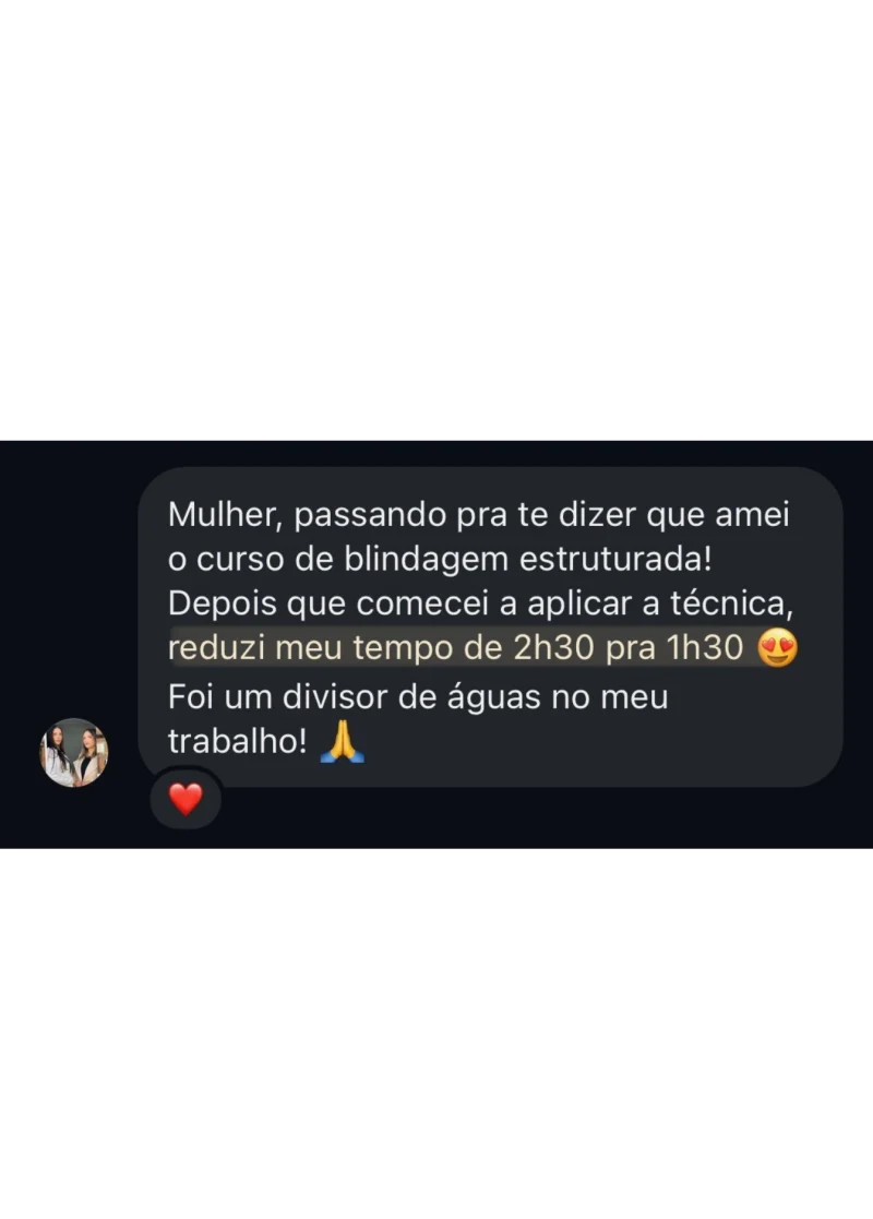 Mensagem de aluna sobre reduzir o tempo em mesa