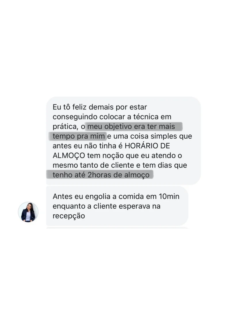 Depoimento de aluna sobre mais tempo para o almoço