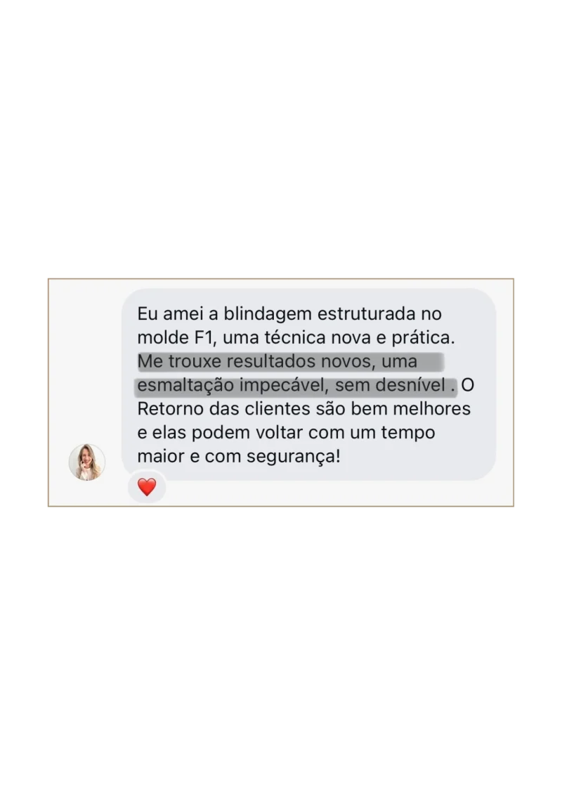 Mensagem sobre os resultados com o molde F1