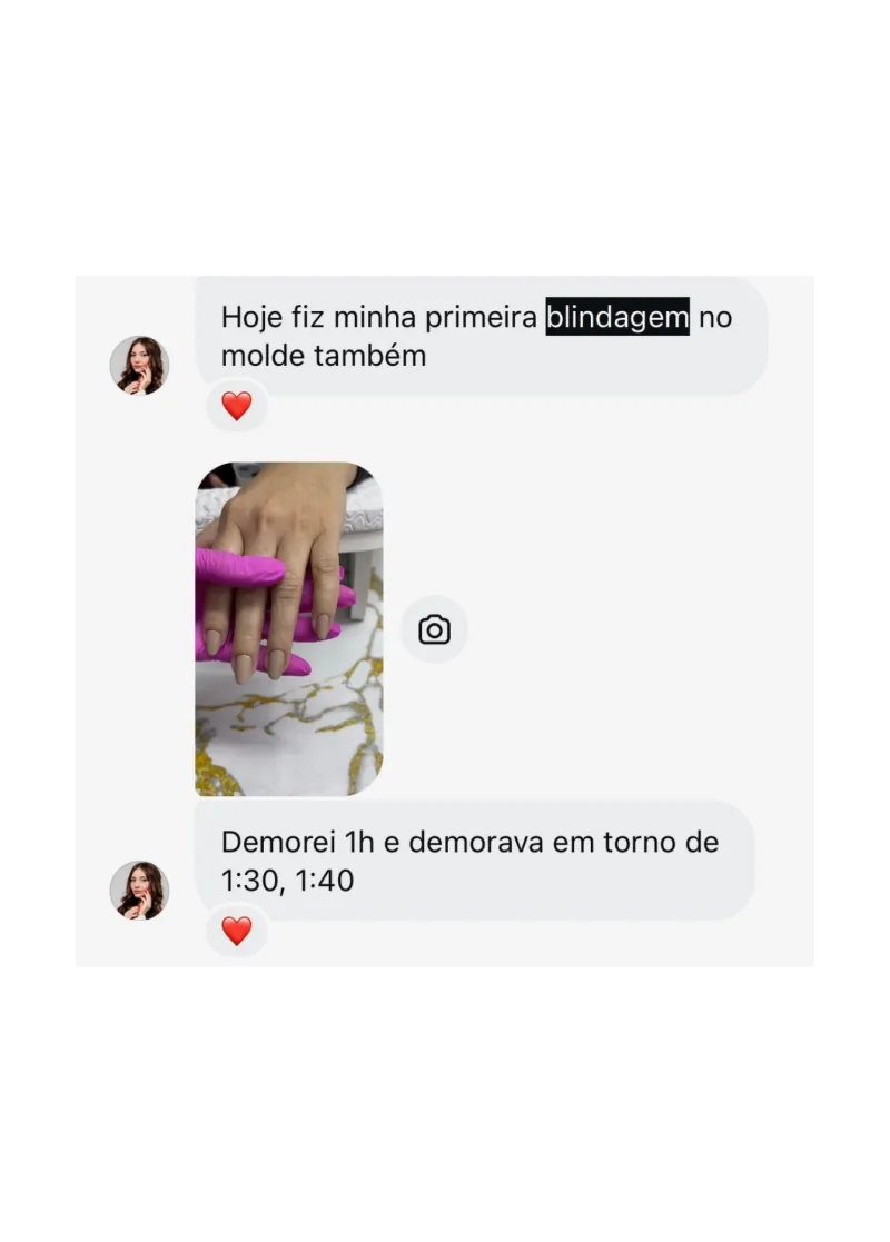 Aluna relata que fez sua primeira blindagem no molde em uma hora